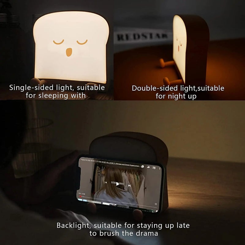 Bluejw Toast & Bread Night Light - Portable LED Bedside Lamp with Timer & Rechargeable Battery - Smart Home Night Lights for Bedroom - Image 3